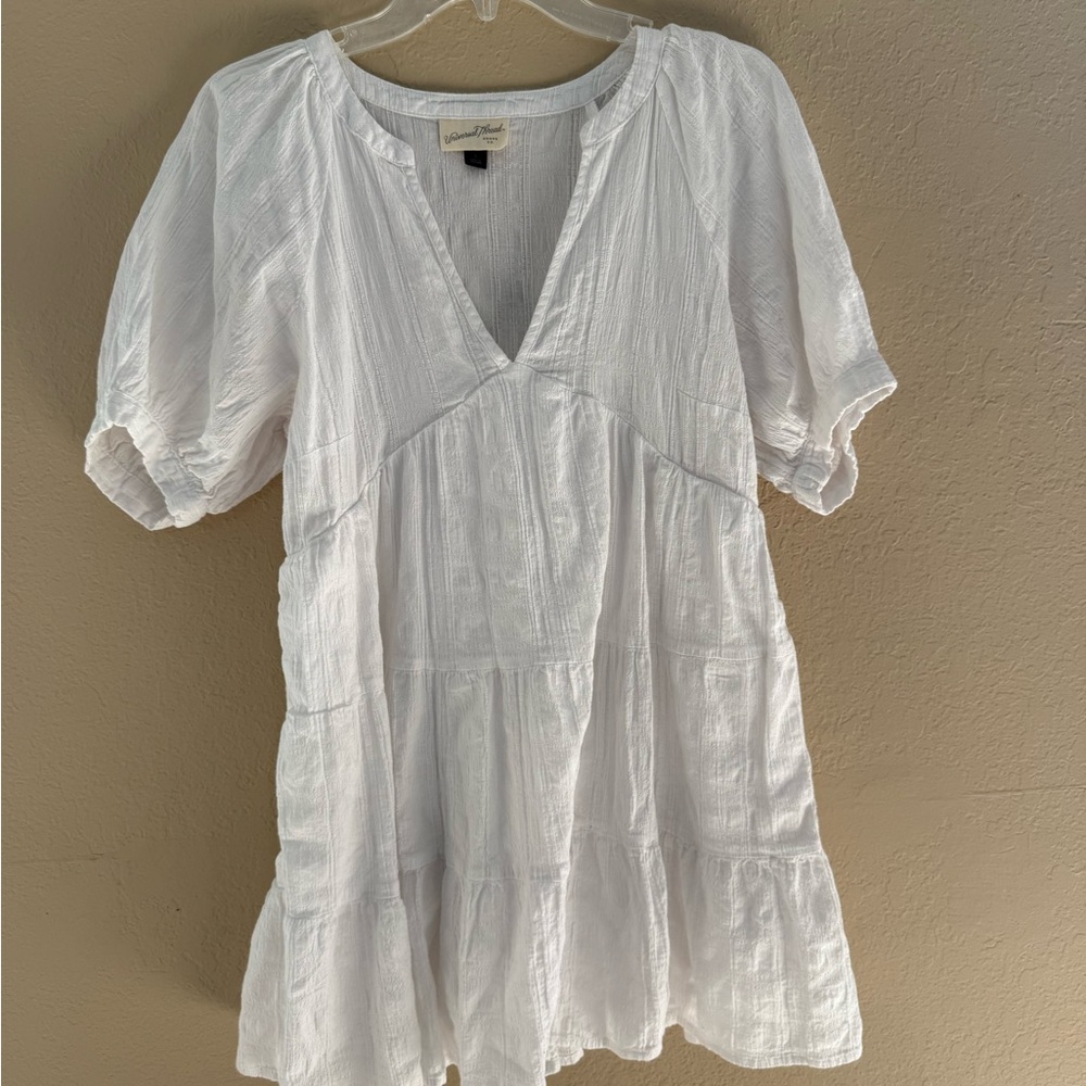 Universal Thread White Tiered V-Neck Babydoll Dress